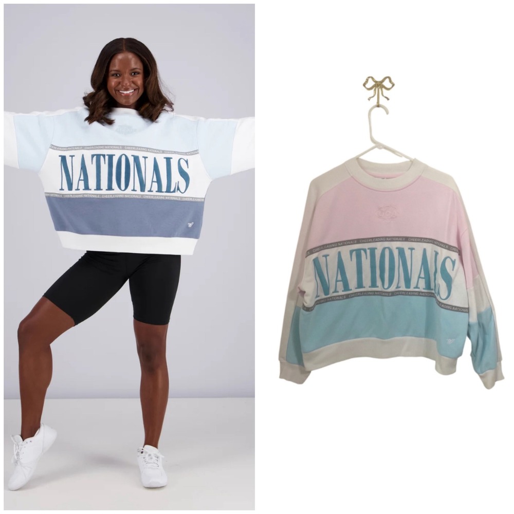 Varsity Spirit UCA Cheerleading Nationals Colorblock Sweatshirt Pink Blue Small